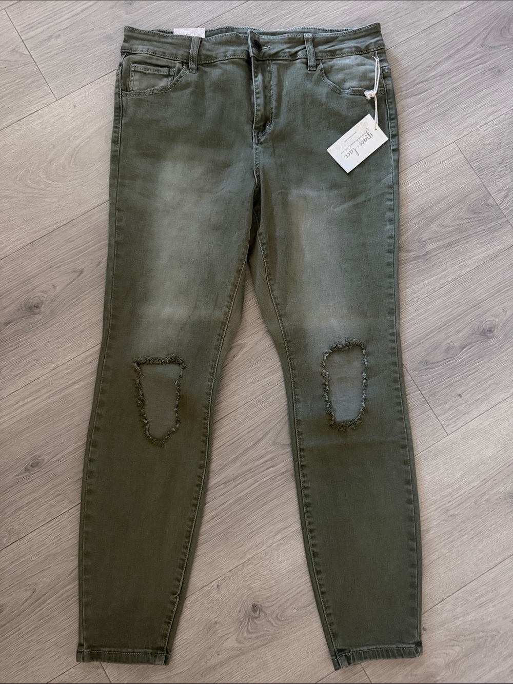 Grace & Lace Olive Green High-Rise Skinny Jeans